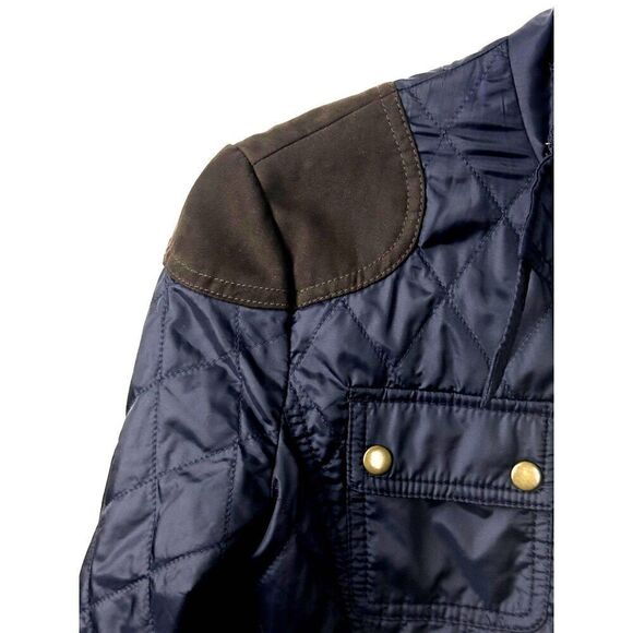 Banana Republic Navy Blue Belted Field Jacket w/ Faux Suede Accents Sz SX EUC - Picture 4 of 8